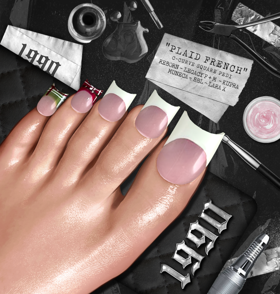 Plaid French Toenails - Inithium/Legacy F+M/MaitreyaX/Reborn/Yentements	&lt;a href=&quot;https://maps.secondlife.com/secondlife/Redwood/150/106/22&quot; target=&quot;_blank&quot;&gt;Teleport&lt;/a&gt;