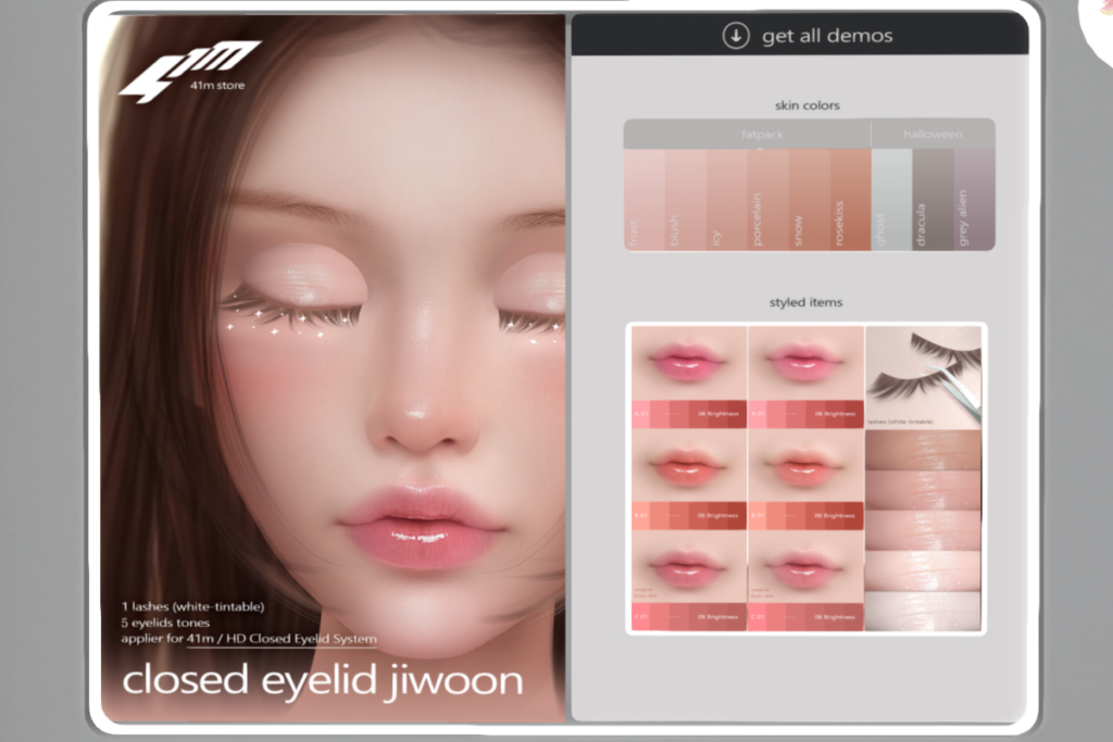 Jiwoon Eyelid - Evo&#039;X, L$199 | Jiwoon Lips - EvoX, L$299 | Jiwoon Skin - EvoX, L$799 each |