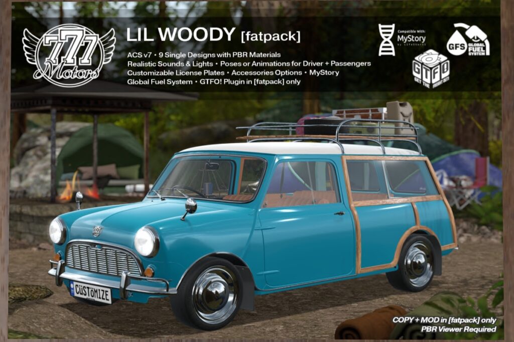 Lil Woody Driveable Car, L$599 each/L$1777 FP