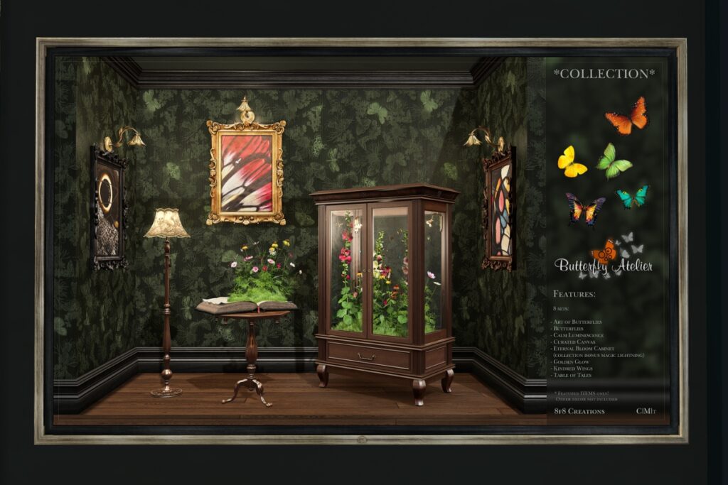 Butterfly Atielier Decor Set, L$95-L$365 each/L$1295 FP