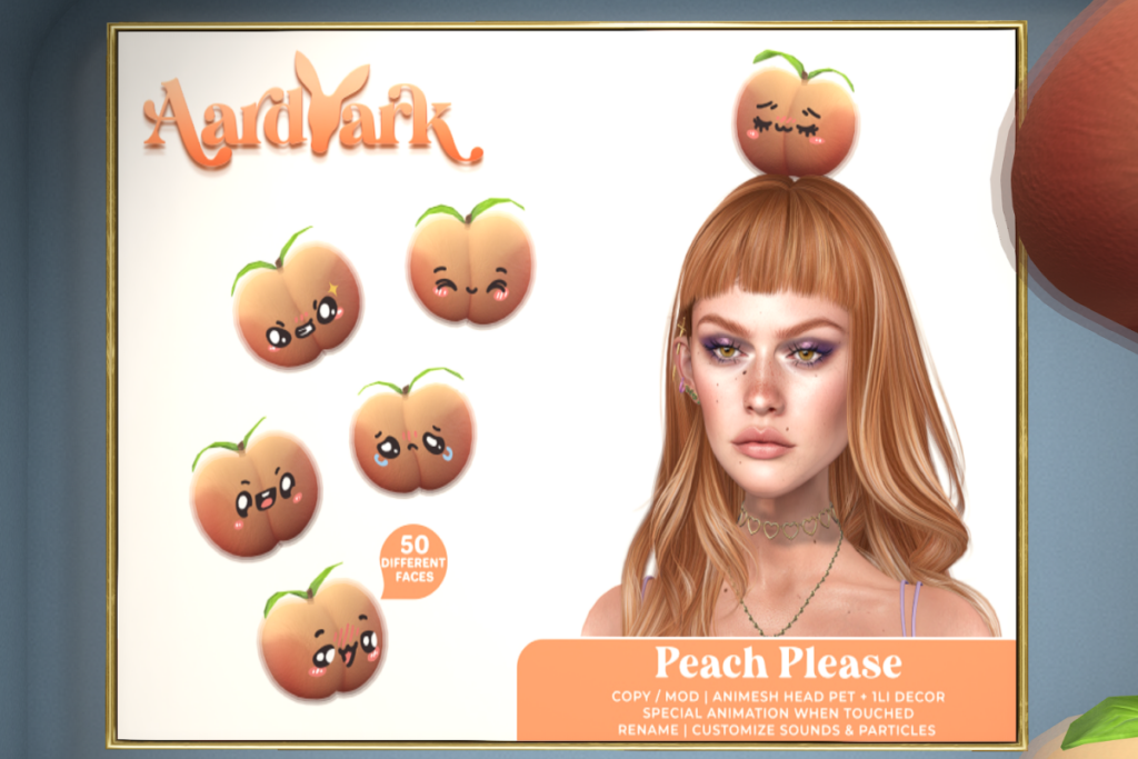 Peach Please Animesh Head Pet, L$349