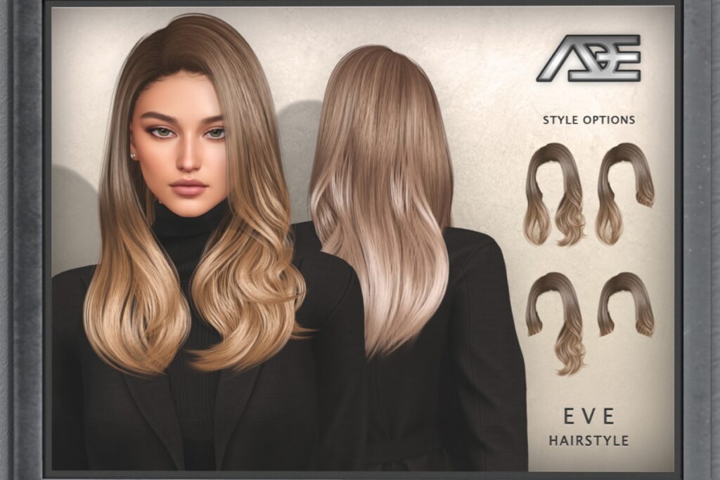Eve Hairstyle, L$350 each/L$200 Style Pack/L$900 FP