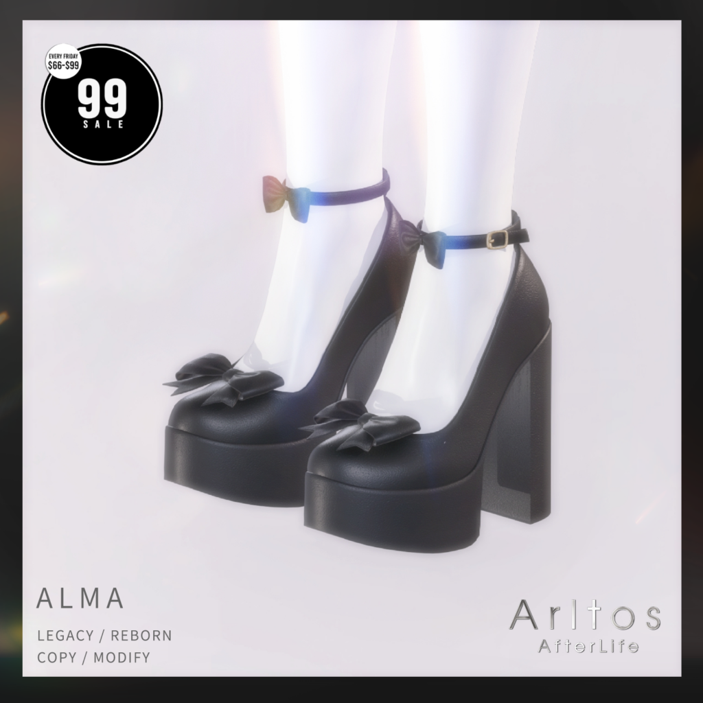 Alma Heels - Legacy/Reborn	&lt;a href=&quot;http://maps.secondlife.com/secondlife/The%20Sign%20II/26/208/21&quot; target=&quot;_blank&quot;&gt;Teleport&lt;/a&gt;