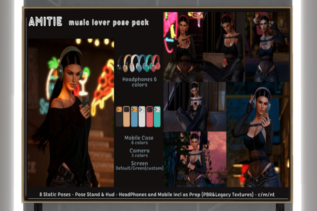 Music Lover Pose Pack &amp; Props, L$395