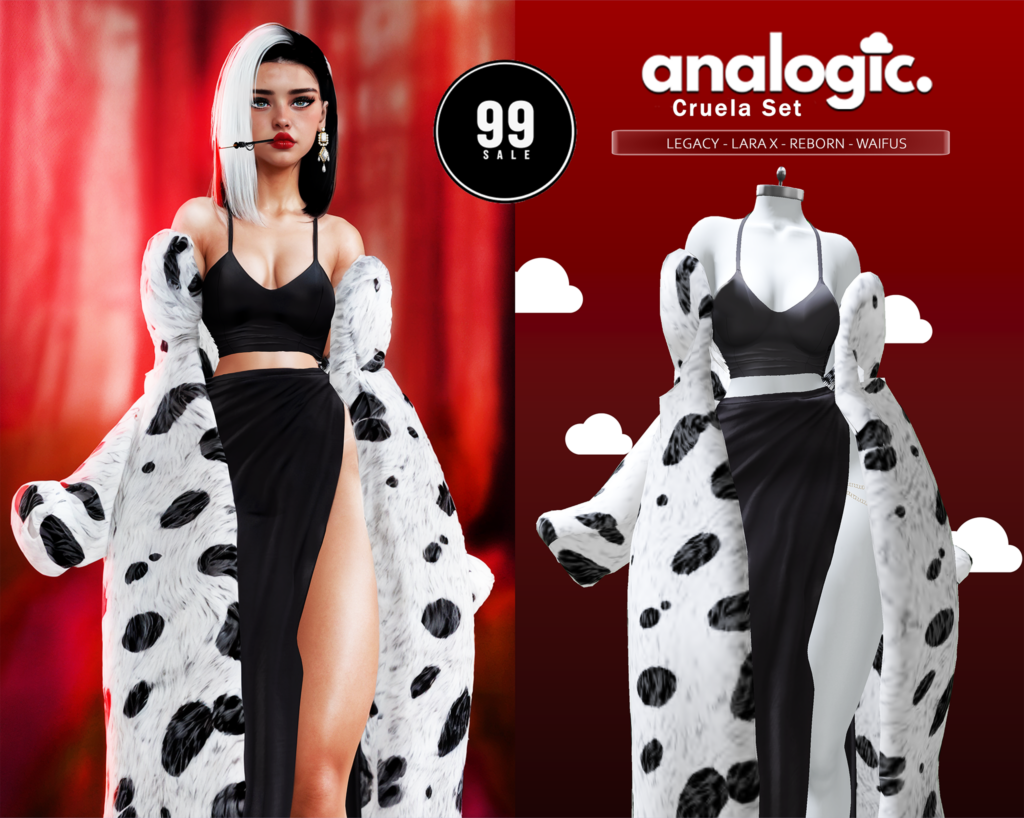 Cruela Set - Legacy/MaitreyaX/Reborn/+mods	&lt;a href=&quot;http://maps.secondlife.com/secondlife/Bliss%20Kingdom/162/96/1504&quot; target=&quot;_blank&quot;&gt;Teleport&lt;/a&gt;