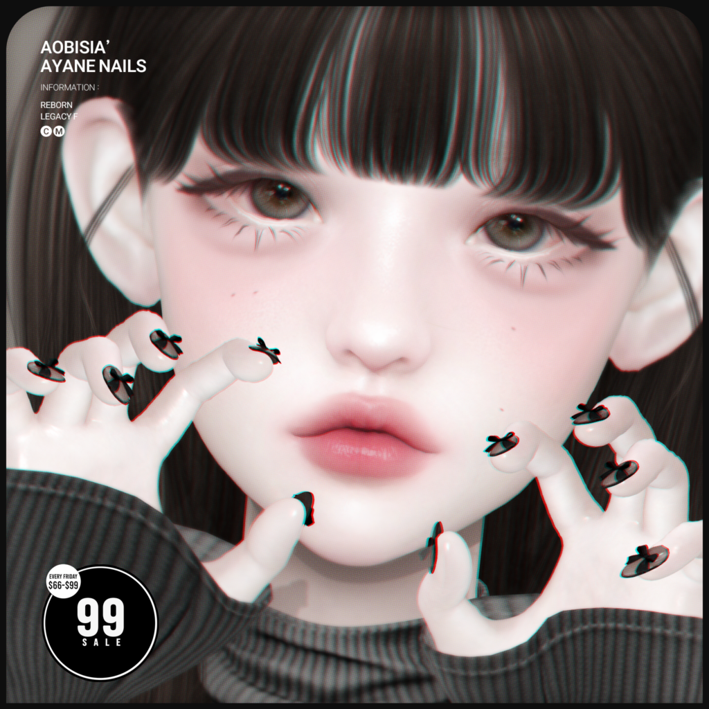 Ayane Nails - Legacy/Reborn	&lt;a href=&quot;http://maps.secondlife.com/secondlife/Stay/88/219/850&quot; target=&quot;_blank&quot;&gt;Teleport&lt;/a&gt;