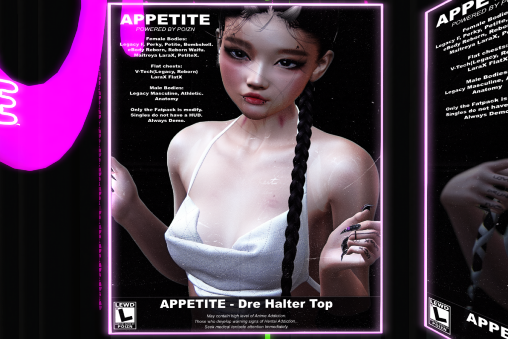 Dre Halter Top - Anatomy/Legacy F+M/MaitreyaX/Reborn/+mods, L$269 each/L$1350 FP