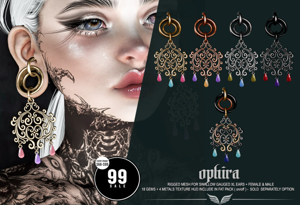 Ophira Earrings - Swallow Gauged Ears XL F+M	&lt;a href=&quot;http://maps.secondlife.com/secondlife/Amazing%20Dreams/52/206/2514&quot; target=&quot;_blank&quot;&gt;Teleport&lt;/a&gt;