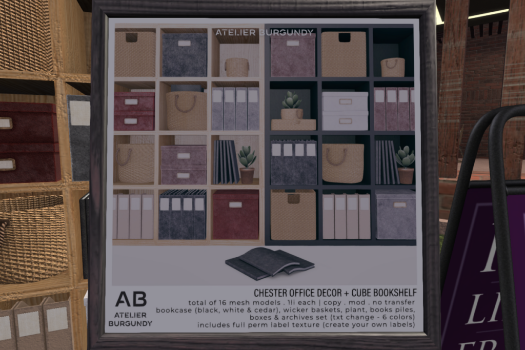 Chester Office Decor &amp; Cute Bookshelf	&lt;a href=&quot;http://maps.secondlife.com/secondlife/Atelier/26/107/21&quot; target=&quot;_blank&quot;&gt;Teleport&lt;/a&gt;