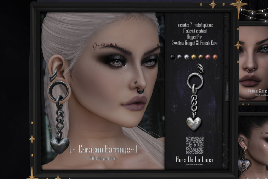 Corazon Earrings - Swallow Gauged XL F Ears, L$350