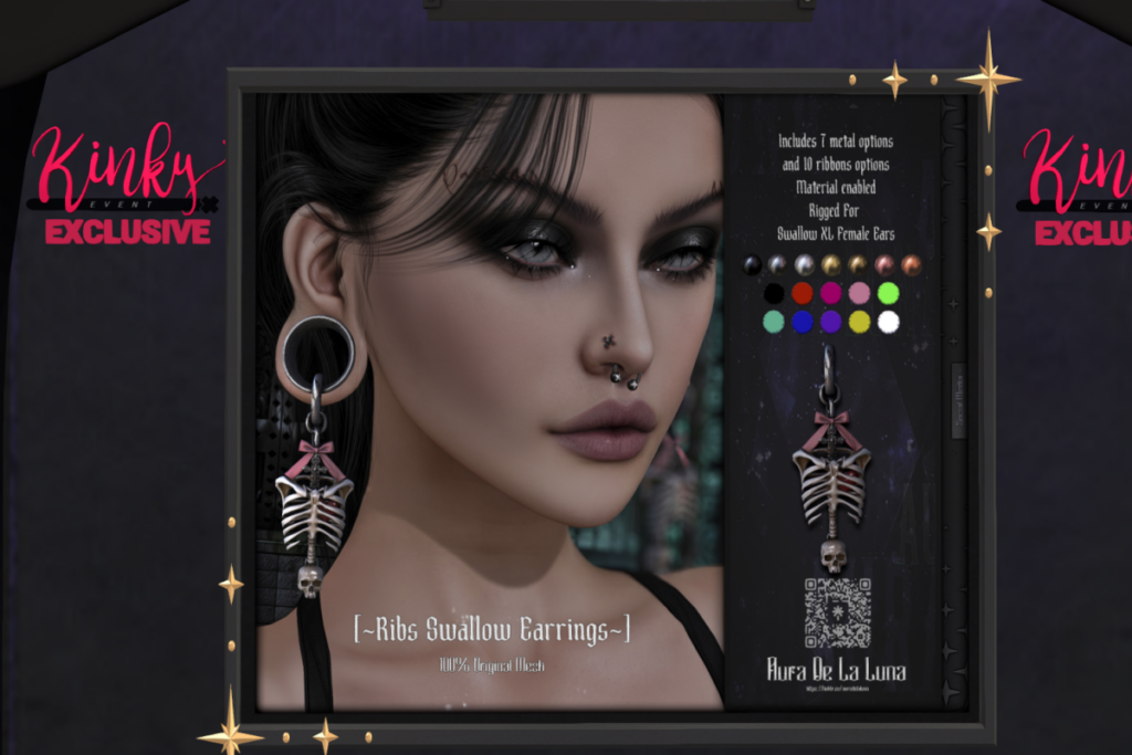 Ribs Swallow Earrings - Swallow XL, L$399