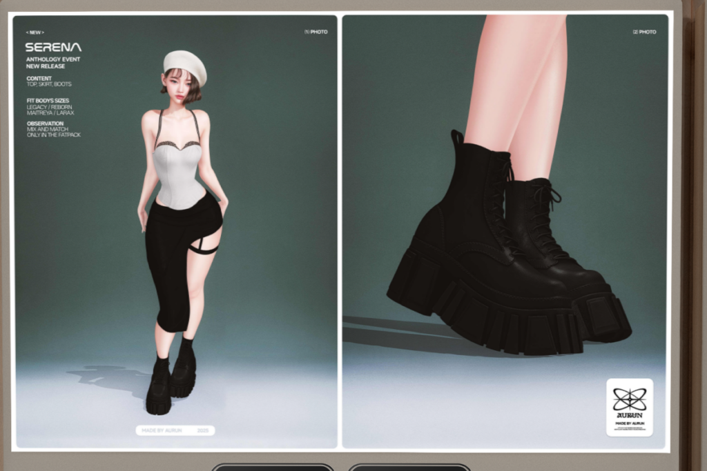 Serena Top, Skirt and Boots - Legacy/Maitreya/Reborn/+mods, L$259 each/L$1000 each FP/L$2599 MP