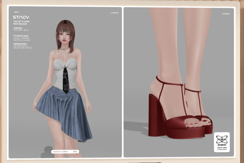 Stacey Top, Skirt, &amp; Heels - Legacy/Maitreya/Reborn/+mods, L$259 each/L$1000 each FP/L$2599 MP