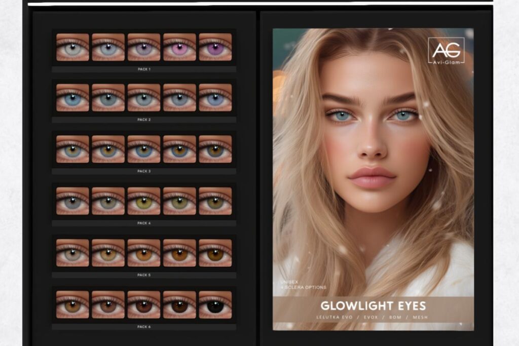 Glowlight Eyes - Bom/Evo/Evo X/Mesh, L$325 each/L$1200 FP