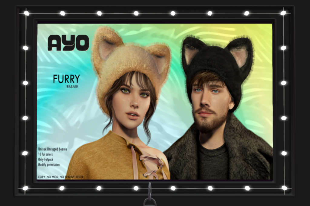 Furry Beanie	&lt;a href=&quot;http://maps.secondlife.com/secondlife/Wana/198/64/2000&quot; target=&quot;_blank&quot;&gt;Teleport&lt;/a&gt;
