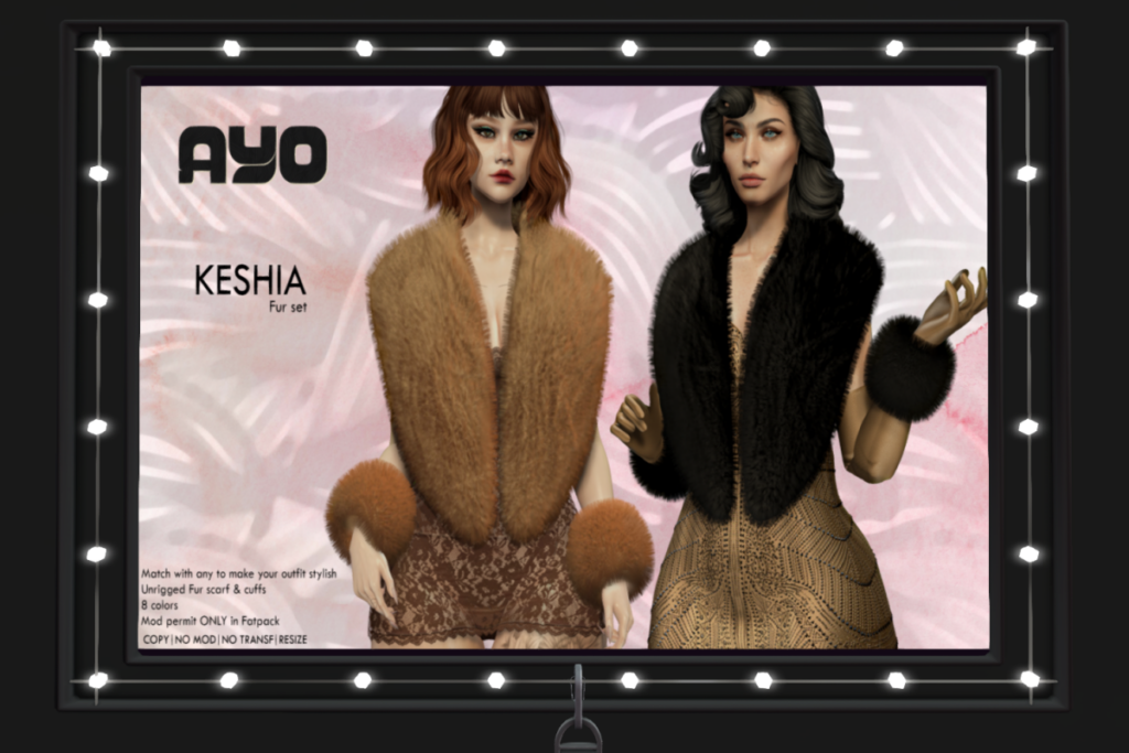 Keshia Fur Set	&lt;a href=&quot;http://maps.secondlife.com/secondlife/Wana/198/64/2000&quot; target=&quot;_blank&quot;&gt;Teleport&lt;/a&gt;