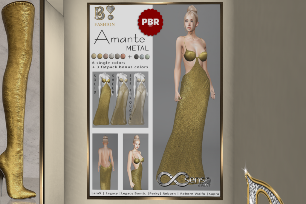 Amante Metal Gown - Inithium/Legacy/MaitreyaX/Reborn/+mods, L$390 each/L$990 FP