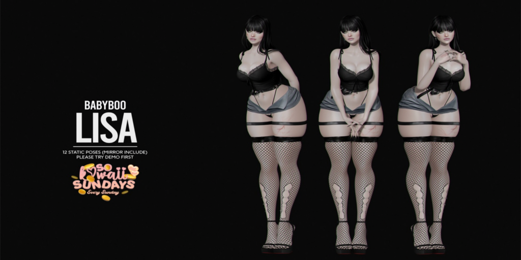 Lisa Poses	&lt;a href=&quot;http://maps.secondlife.com/secondlife/Cult%20Grounds/16/23/1022&quot; target=&quot;_blank&quot;&gt;Teleport&lt;/a&gt;