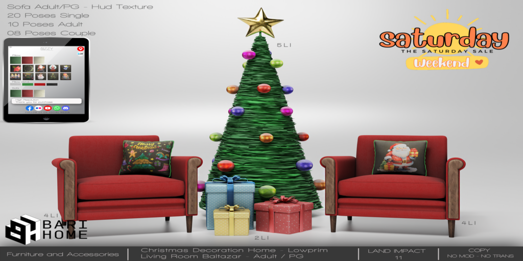 Christmas Living Room Decor Set	&lt;a href=&quot;http://maps.secondlife.com/secondlife/Magic%20Sky/197/141/2022&quot; target=&quot;_blank&quot;&gt;Teleport&lt;/a&gt;