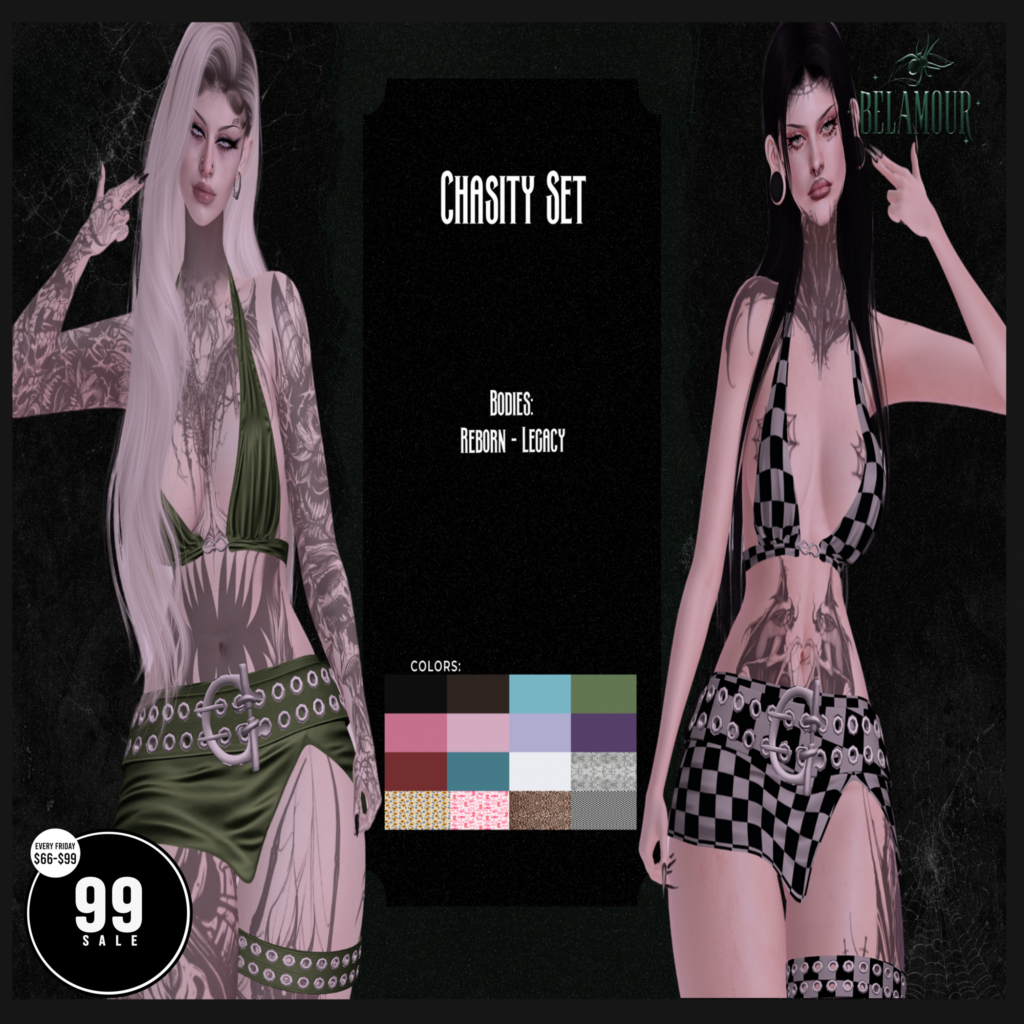 Chasity Set - Legacy/Reborn	<a href="http://maps.secondlife.com/secondlife/Promised%20Beach/54/94/406" target="_blank">Teleport</a>