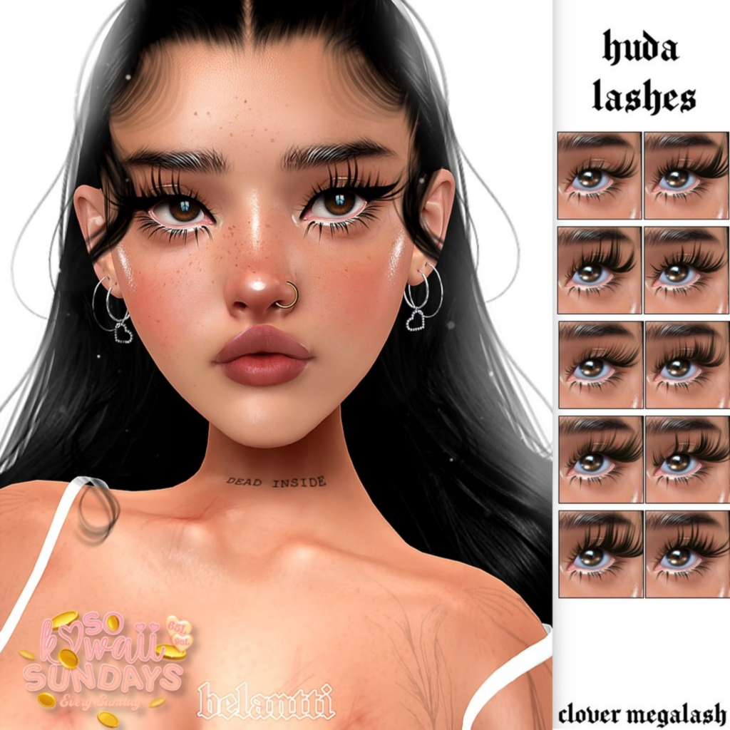 Huda Lashes - Clover Megalash	&lt;a href=&quot;http://maps.secondlife.com/secondlife/Legenda/183/92/698&quot; target=&quot;_blank&quot;&gt;Teleport&lt;/a&gt;