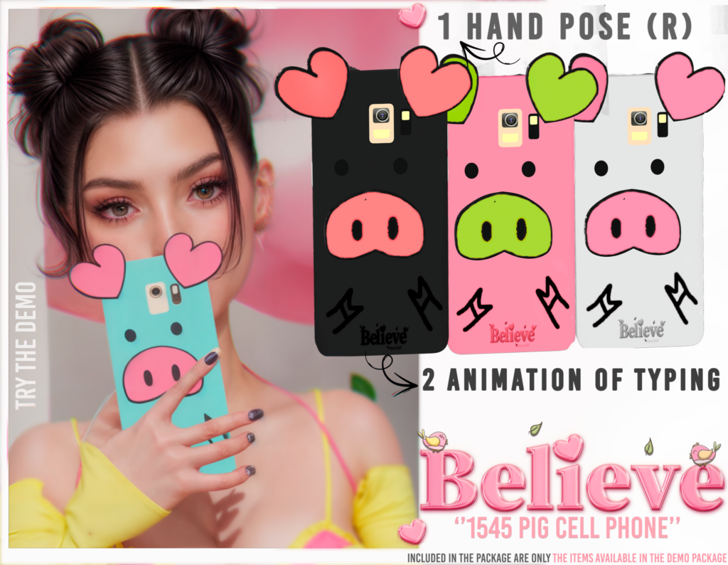 1545 Pig Cell Phone Holdable	&lt;a href=&quot;https://maps.secondlife.com/secondlife/Bliss%20Kingdom/65/111/1501&quot; target=&quot;_blank&quot;&gt;Teleport&lt;/a&gt;