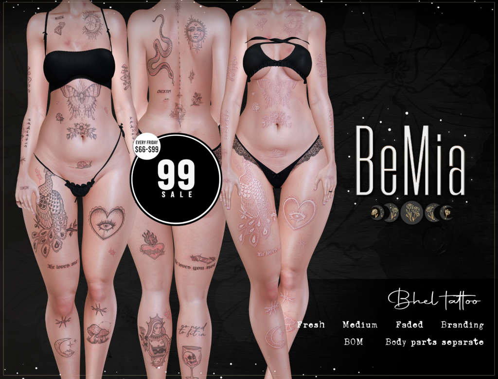 Bhel Tattoo - BOM	&lt;a href=&quot;http://maps.secondlife.com/secondlife/Rosehaven/218/121/2501&quot; target=&quot;_blank&quot;&gt;Teleport&lt;/a&gt;
