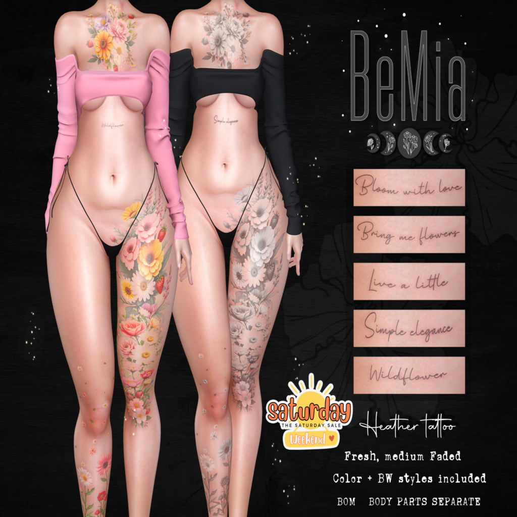 Heather Tattoo - BOM	&lt;a href=&quot;http://maps.secondlife.com/secondlife/Rosehaven/218/121/2501&quot; target=&quot;_blank&quot;&gt;Teleport&lt;/a&gt;