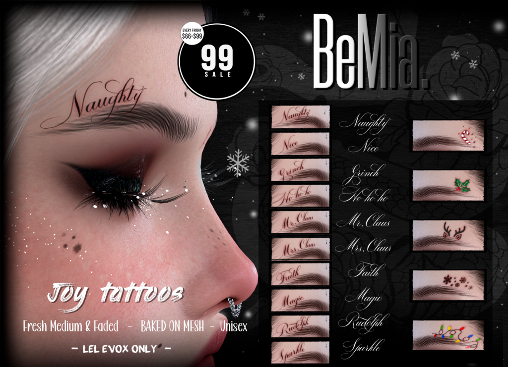 Joy Tattoos - EvoX	<a href="http://maps.secondlife.com/secondlife/Rosehaven/218/121/2501" target="_blank">Teleport</a>