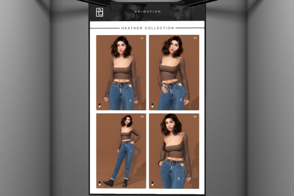 Heather Poses, L$125 each/L$350 FP