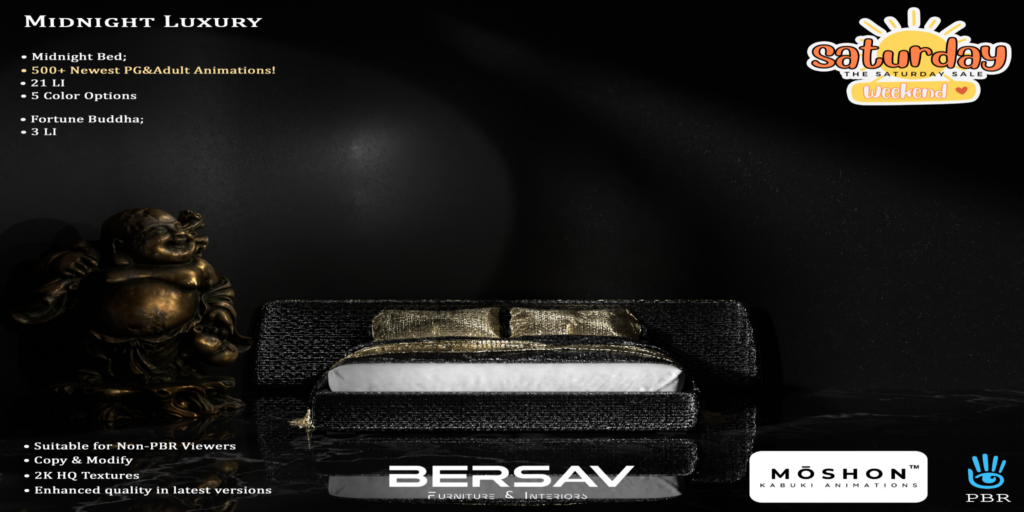 Midnight Luxury Decor Set	&lt;a href=&quot;http://maps.secondlife.com/secondlife/Abode/101/19/22&quot; target=&quot;_blank&quot;&gt;Teleport&lt;/a&gt;