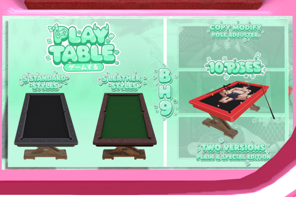 Play Table, L$499 each/L$2500 FP