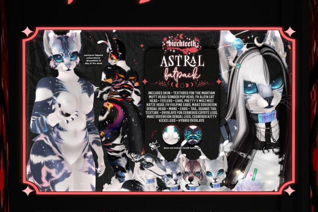 Astral Mod Kit - BOM/Cerberus Sonder Pup/FH Alien Cat/Marz Martian Mutt/Marz Sovereign Sergal PrettyVile Miez Miez Katze, L$900 each/L$8000 FP