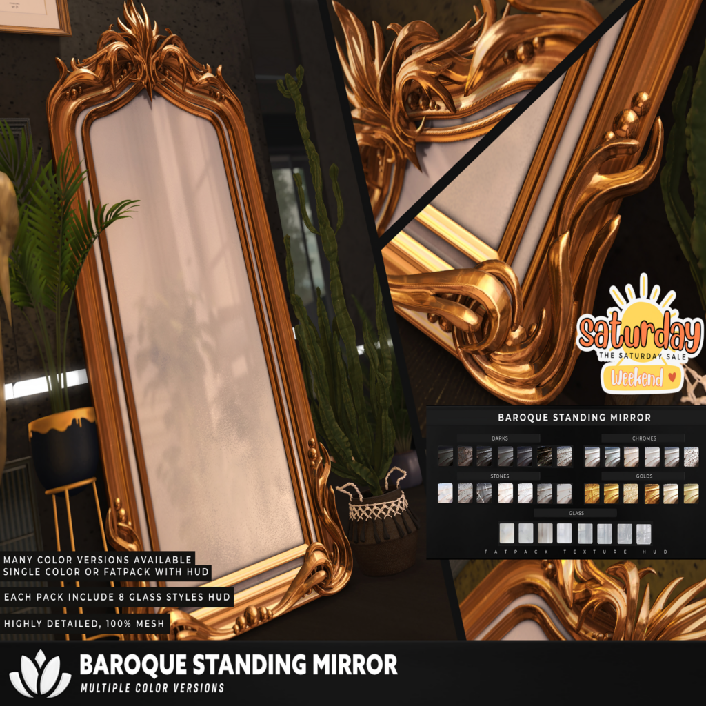 Baroque Standing Mirror Decor	&lt;a href=&quot;https://maps.secondlife.com/secondlife/BlackLotus/137/19/293&quot; target=&quot;_blank&quot;&gt;Teleport&lt;/a&gt;