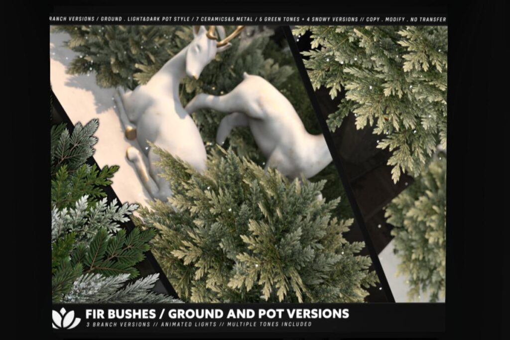 Ground and Pot Fir Bushes, L$215-L$415 each