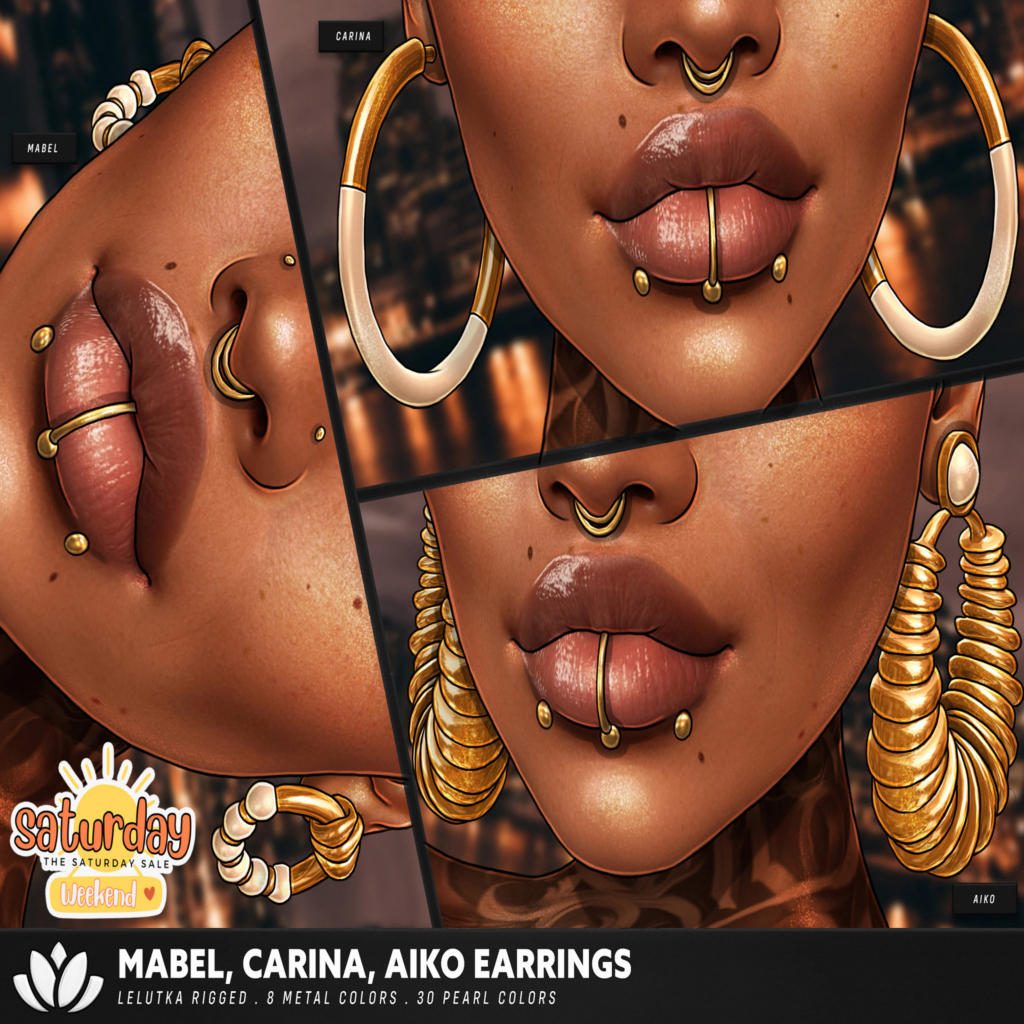 Mabel, Carina &amp; Aiko Earrings - EvoX	&lt;a href=&quot;https://maps.secondlife.com/secondlife/BlackLotus/137/19/293&quot; target=&quot;_blank&quot;&gt;Teleport&lt;/a&gt;