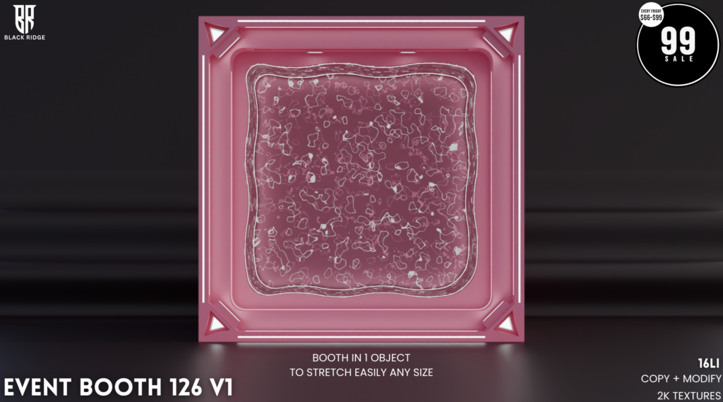 Event Booth 126 V1	&lt;a href=&quot;http://maps.secondlife.com/secondlife/Wilderdale/156/174/400&quot; target=&quot;_blank&quot;&gt;Teleport&lt;/a&gt;