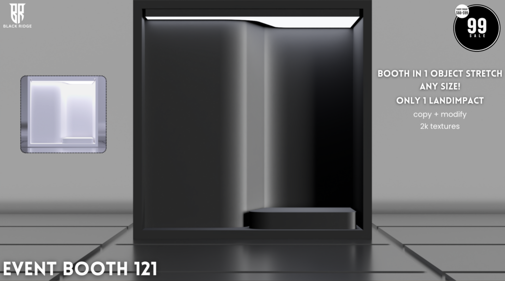 Event Booth 121	<a href="http://maps.secondlife.com/secondlife/Wilderdale/156/174/400" target="_blank">Teleport</a>