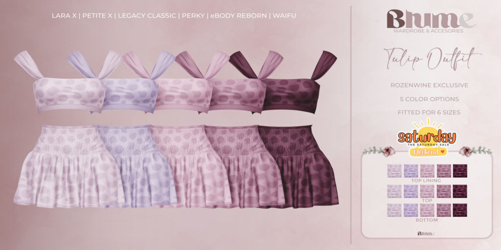 Tulip Outfit Rozenwine - Legacy/MaitreyaX/Reborn/+mods	&lt;a href=&quot;http://maps.secondlife.com/secondlife/Bruschetta/140/41/1301&quot; target=&quot;_blank&quot;&gt;Teleport&lt;/a&gt;