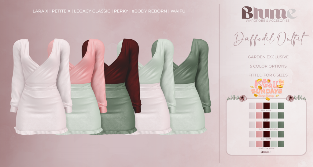 Daffodil Outfit - Legacy/MaitreyaX/Reborn/+mods	&lt;a href=&quot;https://maps.secondlife.com/secondlife/Bruschetta/149/46/1301&quot; target=&quot;_blank&quot;&gt;Teleport&lt;/a&gt;