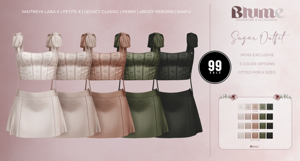 Sugar Outfit Moss - Legacy/MaitreyaX/Reborn/+mods	&lt;a href=&quot;http://maps.secondlife.com/secondlife/Bruschetta/148/42/1301&quot; target=&quot;_blank&quot;&gt;Teleport&lt;/a&gt;