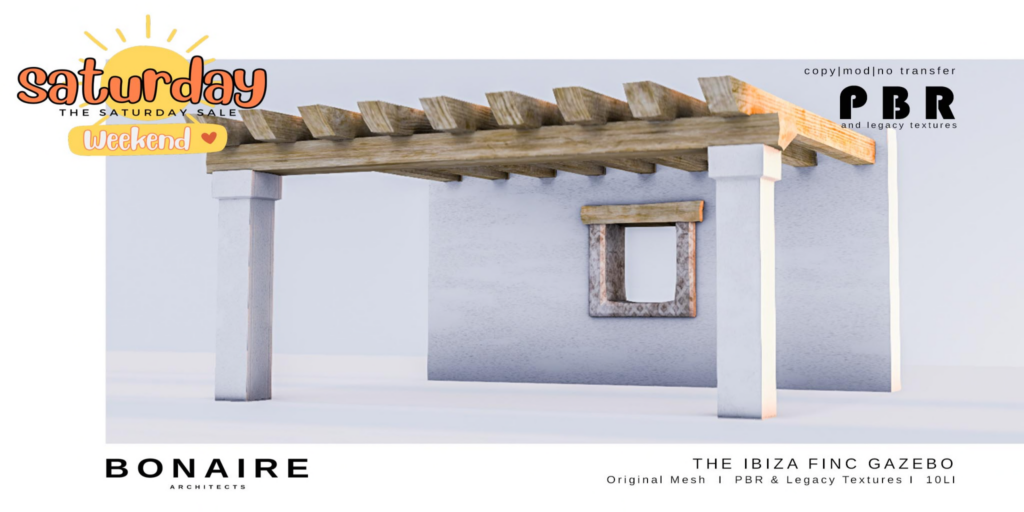 The Ibiza Finc Gazebo	&lt;a href=&quot;http://maps.secondlife.com/secondlife/Pure%20Souls/21/128/2017&quot; target=&quot;_blank&quot;&gt;Teleport&lt;/a&gt;