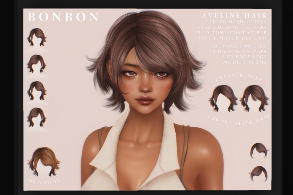 Aveline Hair, L$439 each/L$657 FP