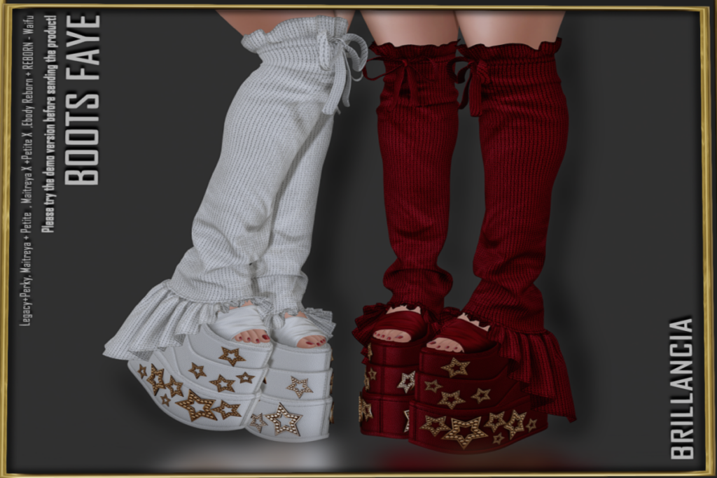 Faye Boots - Legacy/Maitreya/Reborn/+mods, L$349 each/L$1599 FP