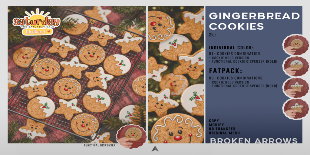 Gingerbread Cookies Decor	&lt;a href=&quot;http://maps.secondlife.com/secondlife/AM%20corporate/91/81/1508&quot; target=&quot;_blank&quot;&gt;Teleport&lt;/a&gt;