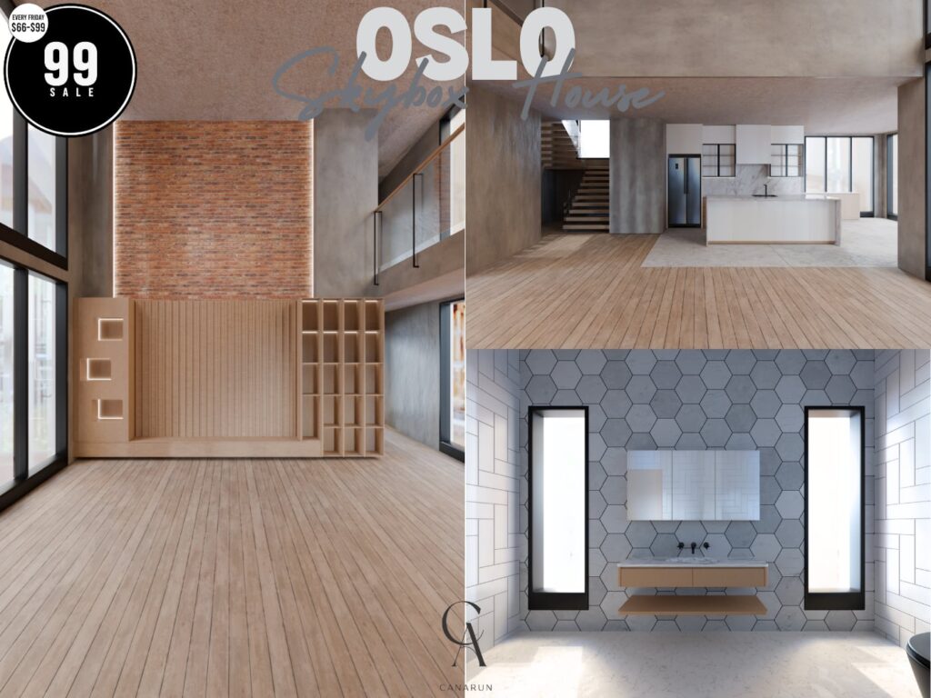Oslo Skybox House	<a href="http://maps.secondlife.com/secondlife/Canarun/241/130/24" target="_blank">Teleport</a>