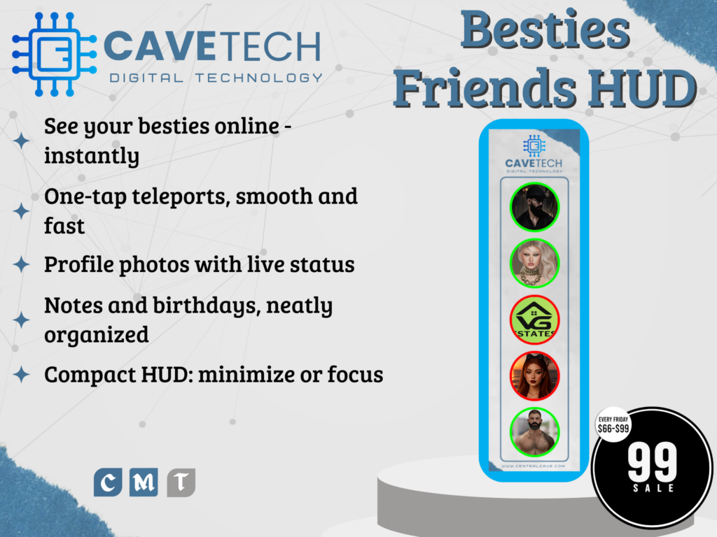 Besties Friends HUD	&lt;a href=&quot;http://maps.secondlife.com/secondlife/Bekkers/85/98/1505&quot; target=&quot;_blank&quot;&gt;Teleport&lt;/a&gt;