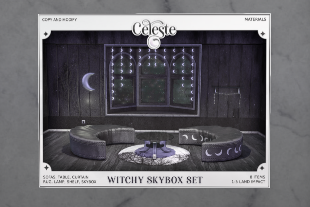 Witchy Skybox Set 	&lt;a href=&quot;http://maps.secondlife.com/secondlife/WideWorld%20Amethysta/55/203/23&quot; target=&quot;_blank&quot;&gt;Teleport&lt;/a&gt;