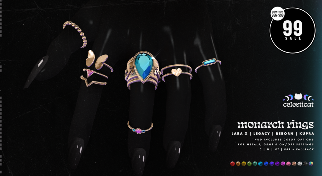 Monarch Rings - Inithium/Legacy/MaitreyaX/Reborn	<a href="http://maps.secondlife.com/secondlife/Oni/161/94/3" target="_blank">Teleport</a>