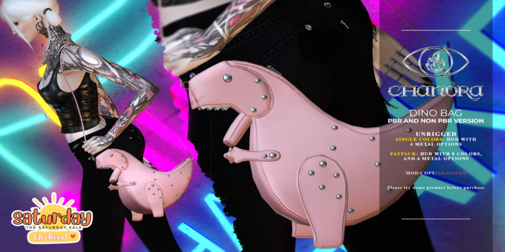 Dino Bag Wearable Accessory	&lt;a href=&quot;http://maps.secondlife.com/secondlife/Hell%20Fire/61/64/502&quot; target=&quot;_blank&quot;&gt;Teleport&lt;/a&gt;